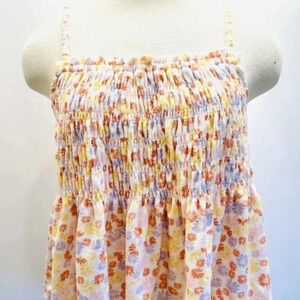 NWT SO Juniors Pullover Square Neck Terry Cloth Smocked Peplum Floral Top Sz XXL